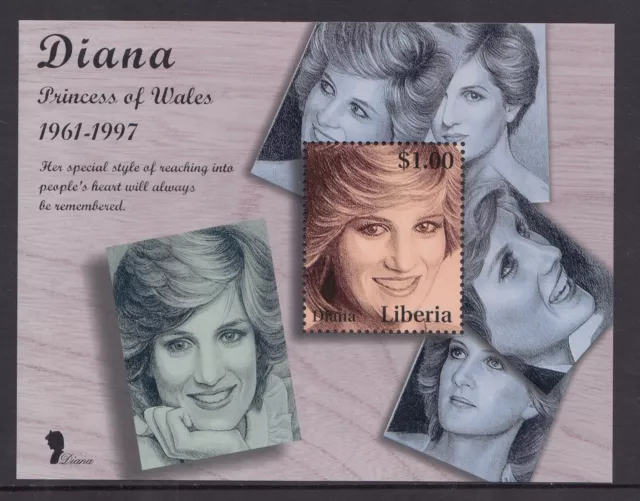 Liberia Diana Princess of Wales Mini Sheet 1961-1997 MS MUH Mint Unhinged