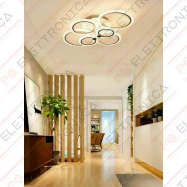 Lampadario Plafoniera LED a soffitto a sospensione moderno cerchi 51w Bianco