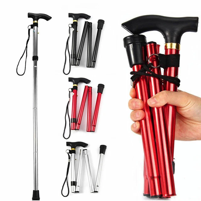 EASY FOLD WALKING Stick Adjustable Lightweight Aluminium Folding