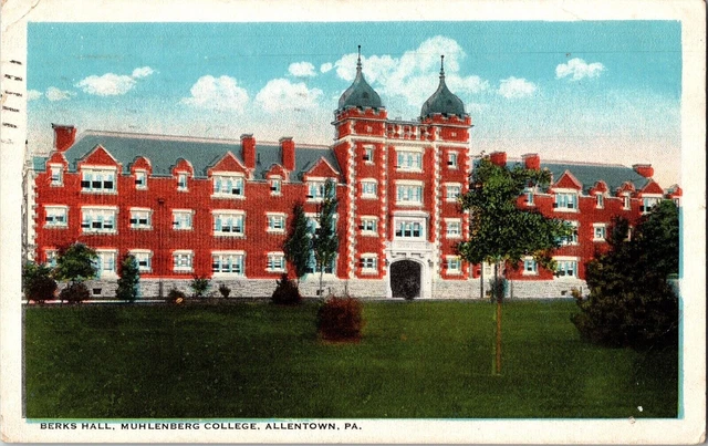 Berks Hall Muhlenberg College Allentown PA Pennsylvania Cancel 1c Stamp Postcard