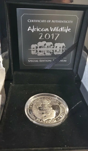 1oz PURE PLATINUM PROOF COIN 2017 - AFRICAN SOMALI ELEPHANT CERTI NUMBERED BOXED