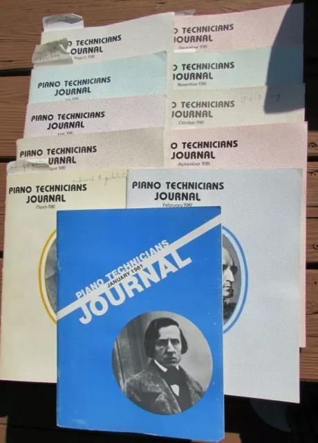 Vintage Rare 1981 Piano Technicians Journal January - December (Lot - 11 Issues)