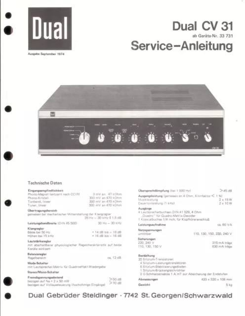 Dual Service Manual für CV 31       Copy