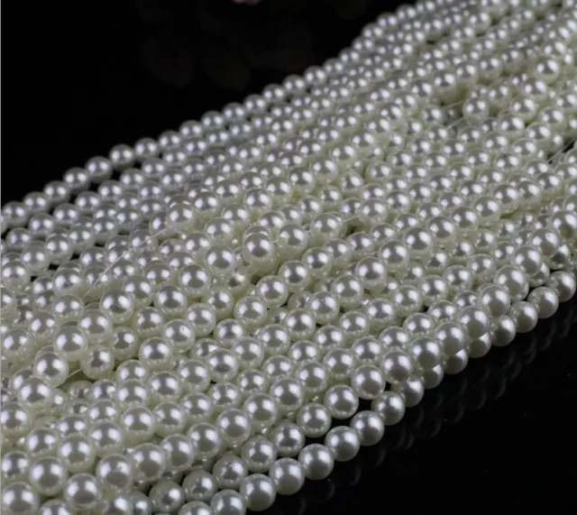 ❤ Cream/White ACRYLIC PEARLS 3mm - 12mm Jewellery Making Spacer Beads  ❤