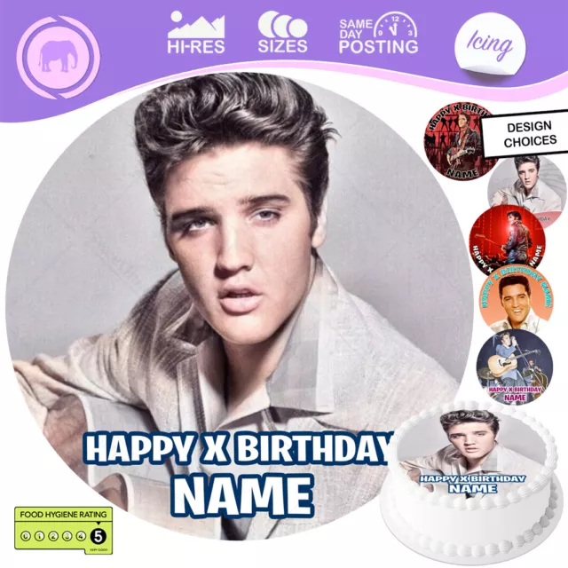 Elvis Presley Cake Topper Decoration Round Circle Personalised Edible Icing