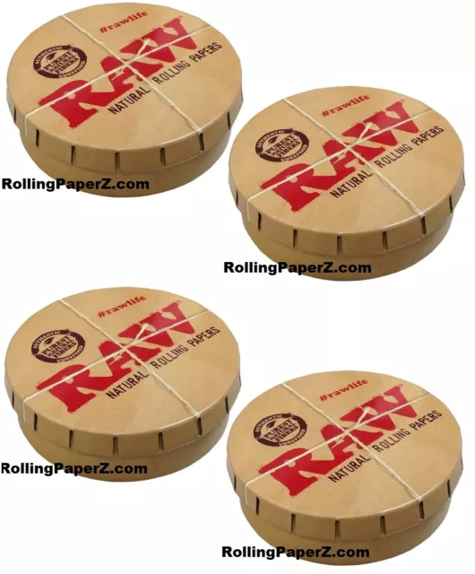 BUY 4x RAW Rolling papers Round Pop-Top Tobacco Smoking Accessories Storage Tin