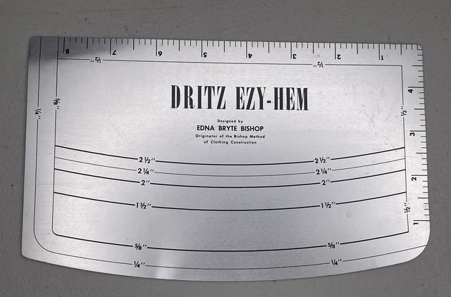 Regla de herramienta de medición vintage DRITZ Easy EZY-HEM #617 Edna Bryte