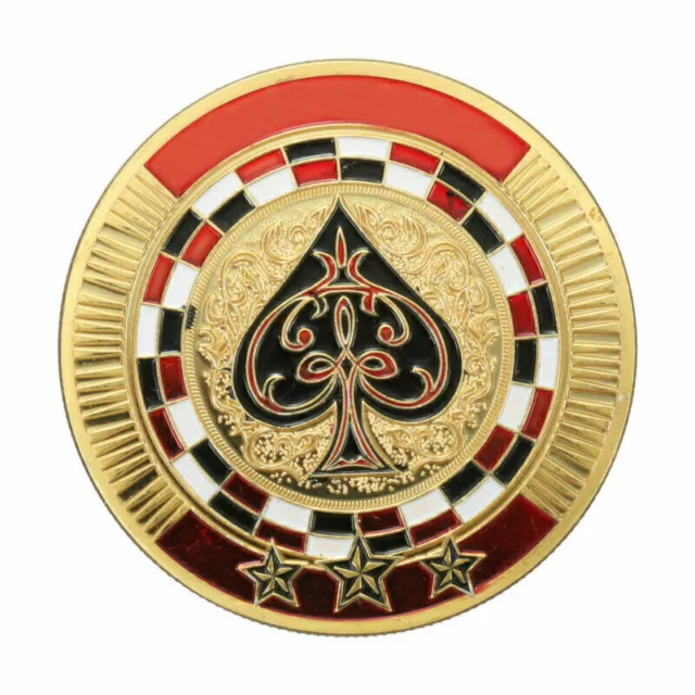 Protector Coin Chip Metal Poker Guard Card Gold Plated + Round Plastic Case