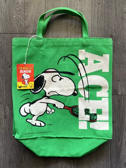 NWT Vintage Snoopy “ACE!” Charles Schulz Peanuts Canvas Tote Bag 1960s