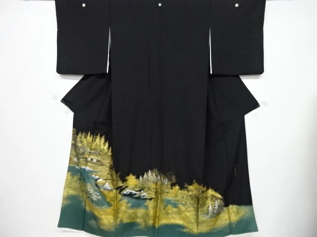 6526411: Japanese Kimono / Vintage Tomesode / Kinsai / Scenery Of Garden / Artis