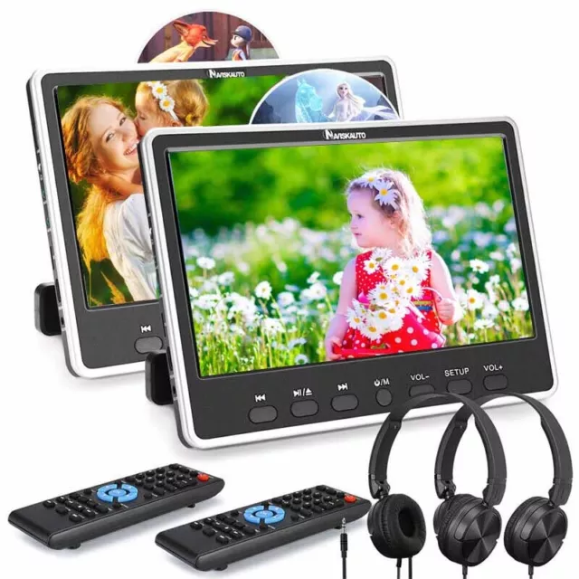 2x12" Auto Kopfstütze DVD Player Monitor 1366x768 Bildschirm HDMI USB für Kinder