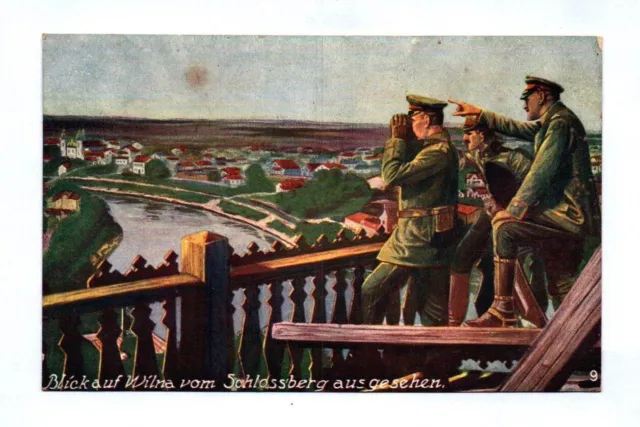 Ak Blick auf Wilna vom Schlossberg aus gesehen Vilnius Litauen Soldaten