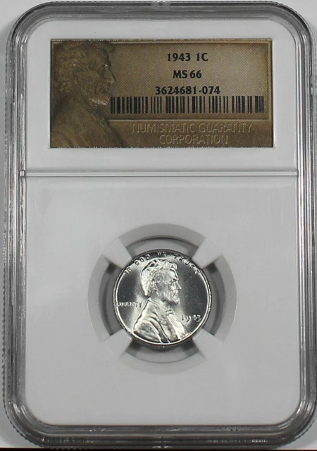 1943 P Lincoln Steel Cent Ngc Ms66 Unc Ms 66 Wheat Penny Certificate 3624681-074