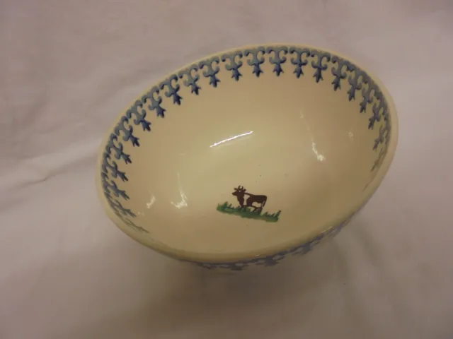 Vintage Brixton Pottery Large Bowl Farmyard Animals Spongeware Design