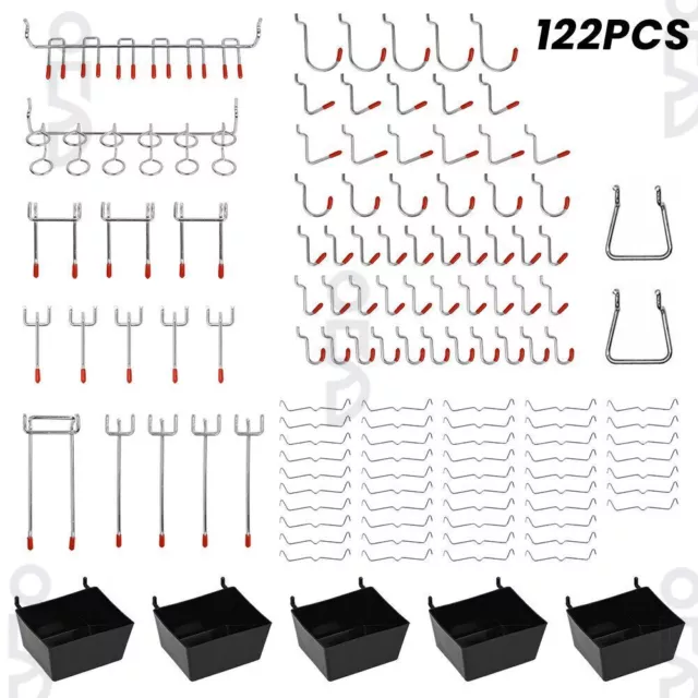 122 Stück Lochwandhaken Metall Haken für Euro Lochwand Hakensortiment Hakenset