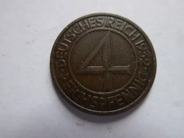 4 Reichspfennig 1932 A - Kupfer  Kursmünze - Weimarer Republik - J. 315