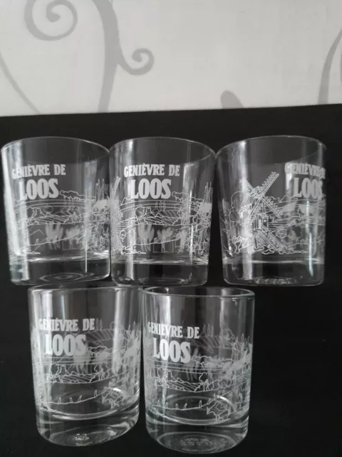 5 Petits Verres A Liqueur /digestif Genievre De Loos