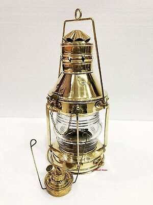 Antique Heavy Duty Nautical Solid Brass 15" Oil Hanging Lantern Home Decor Gift