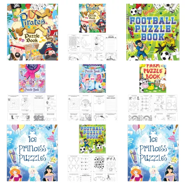 Mini Kids Activity BOOKS with a Fun Theme - Colouring Puzzle Party Bag Toy
