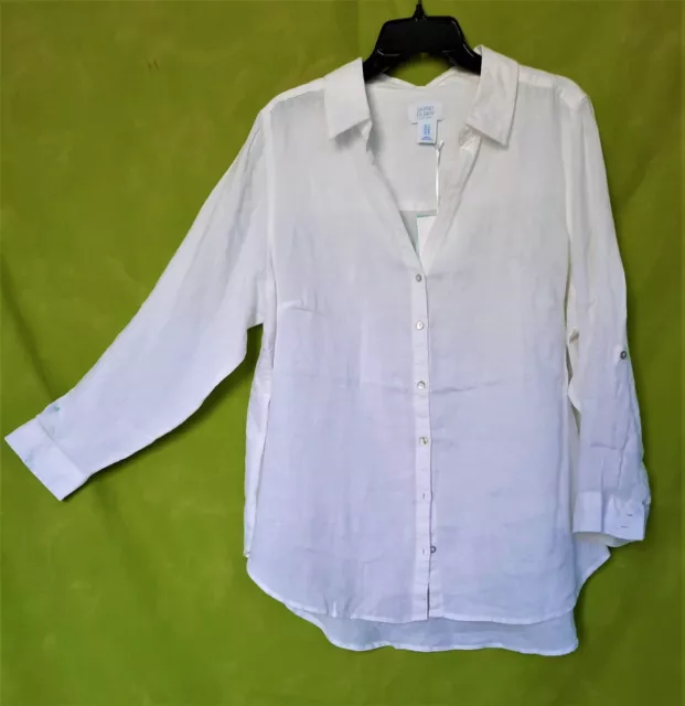 SIGRID OLSEN LINEN top blouse jacket women Plus Size 3X white NWT woman ...