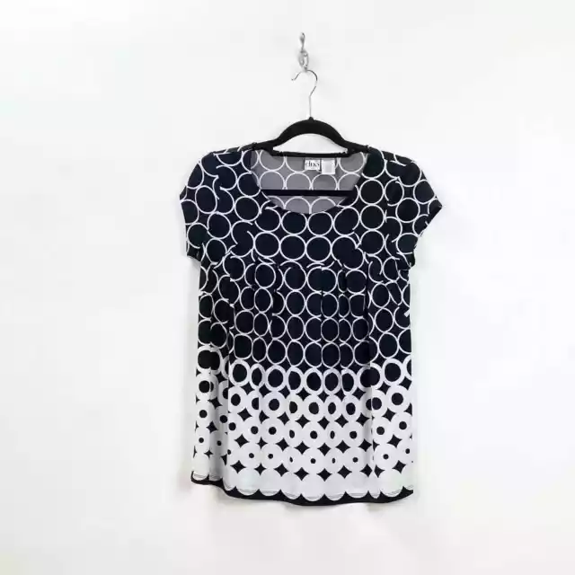 Duo Maternity Small Womens Black White Circle Print Ombre Babydoll Blouse