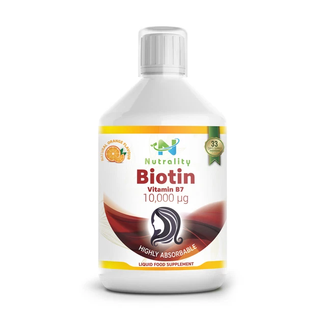 NUTRALITY LIQUID BIOTIN 10000mcg, 500 mL, Extra Strength Vitamin B7