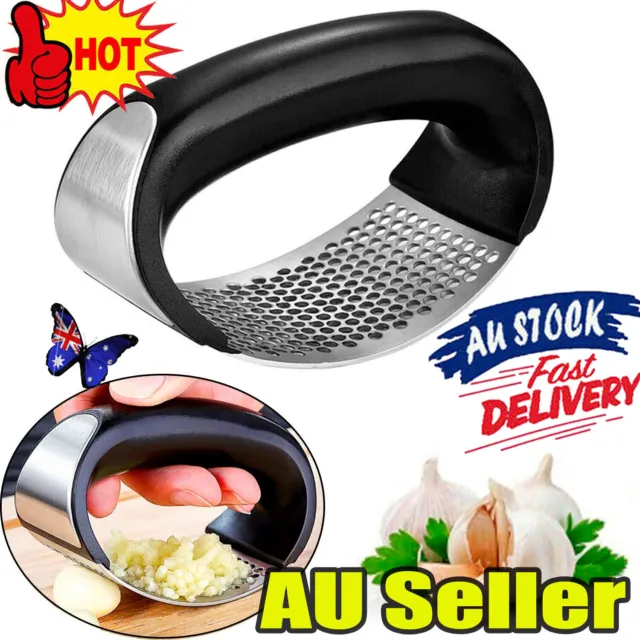 Kitchen Stainless Steel Garlic Press Crusher Manual Rocking Mincer Squeezer AU