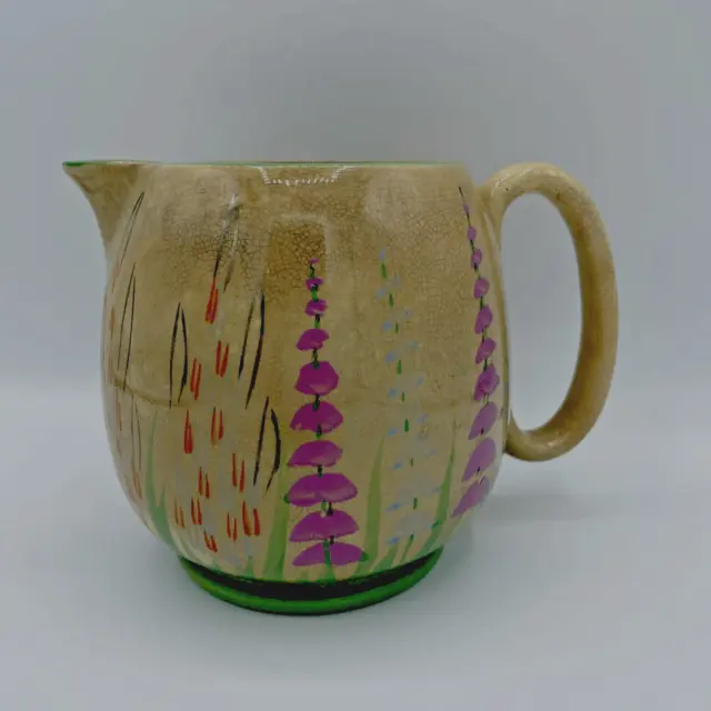 Wade Heath England Hand Painted Floral Foxglove Ceramic Pottery Pitcher England