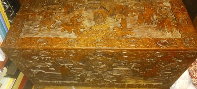 Antique asian chinese camphor chest