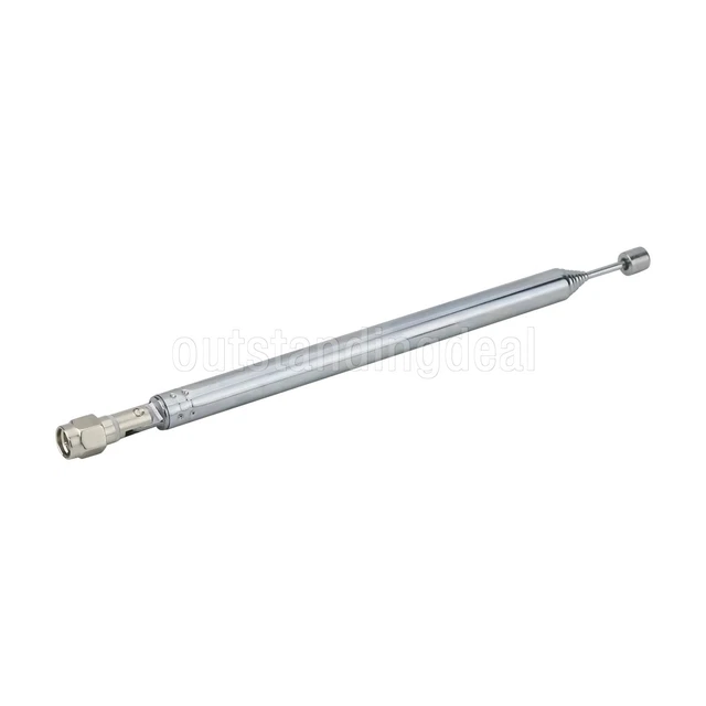 4 Antenne Telescopiche SMA Maschio 8 Sezioni – 73cm Aperte, Per TV AM FM, Stereo E Ricevitori, In Lega Di Zinco Nichelata, Argento