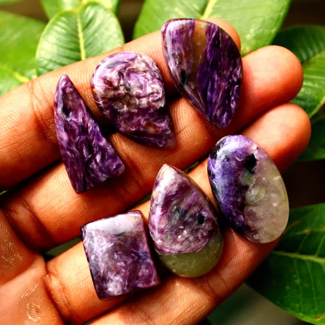 6 PC Natural Russian Charoite Top Quality Cabochon Untreated Loose Gemstones Lot