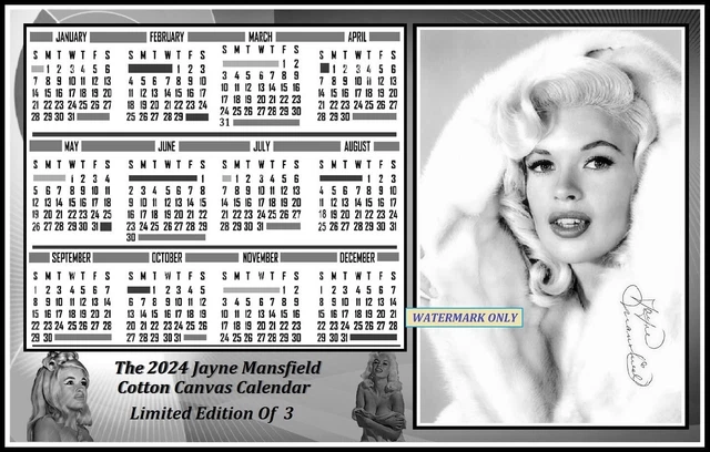 The 2024 jayne mansfield signed cotton canvas calendar limited edit 