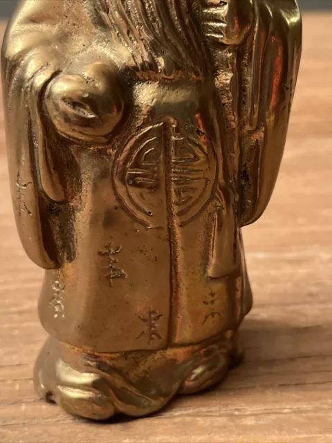 Vintage Chinese Lucky God - BRASS Figurine - FUKUROKUJU - Wise Man 3