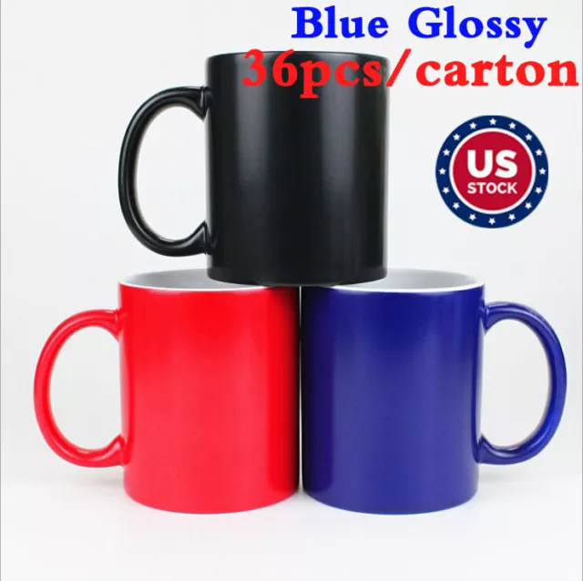 36pcs Blue Glossy 11OZ Blank Sublimation Color Changing Mug Magic Cup Mug