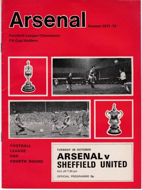 Arsenal V Sheffield Utd  League Cup 26/10/71