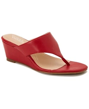 Alfani Step 'N Flex Andersonn Thong Wedge Sandals Women's, red leather, Size 5.0