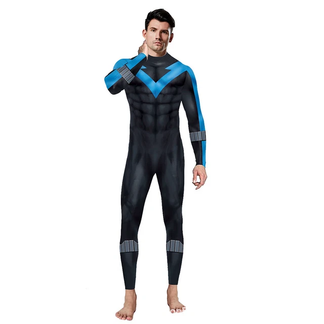 The Nightwing Jumpsuit Robin 3D Bodysuit Cosplay Costume Halloween Adult Kids US