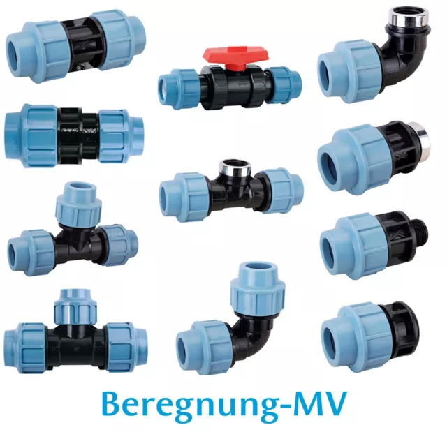 PP Fitting 25 32 PE Rohr Verschraubung Kupplung Muffe Winkel T-Stück PN16