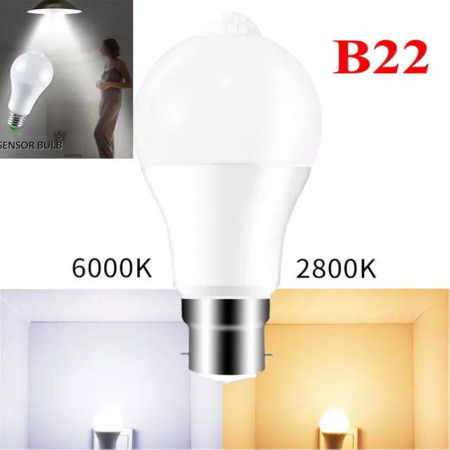 12W LED PIR Sensor Motion Smart Bulb E27/B22 Lamps Globe Energy Saving Lights