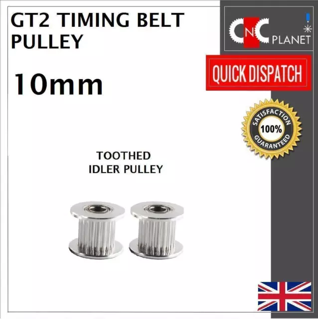 GT2 10mm Timng Belt Smooth Tooth Idler Drive Pulley 16 20 30 36 40 60 Bore 3 5 8 3