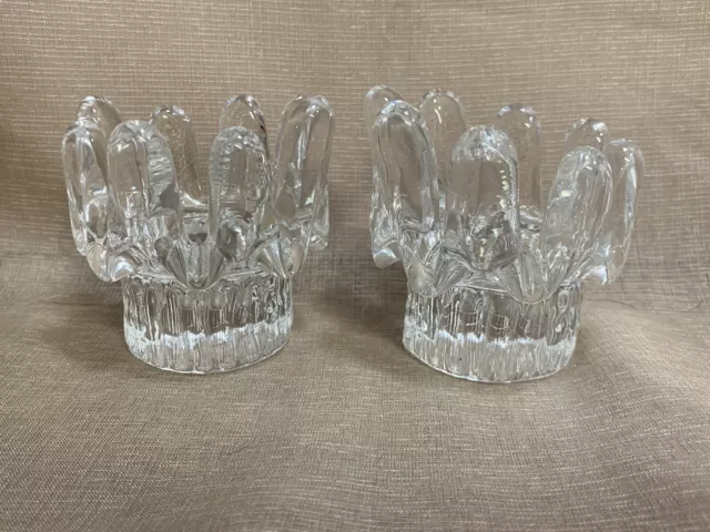 MCM Kosta Boda Groan Warff Sunflower Taper Candle Holders Set Of 2