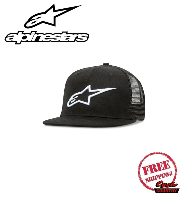 Alpinestars (Astars) Hat Cap Adult Corp Trucker Mesh Snapback Black W/ White