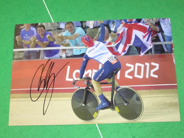 Sir Chris Hoy Signed London 2012 Olympic Velodrome Action Photograph