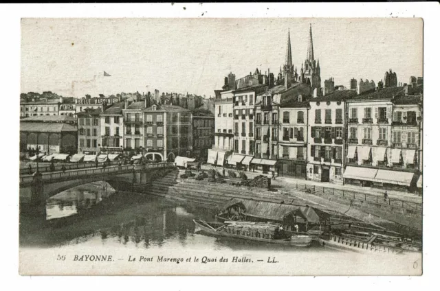 CPA-Carte Postale-France-Bayonne- Pont Marengo et Quai des Halles en 1922 VM6796