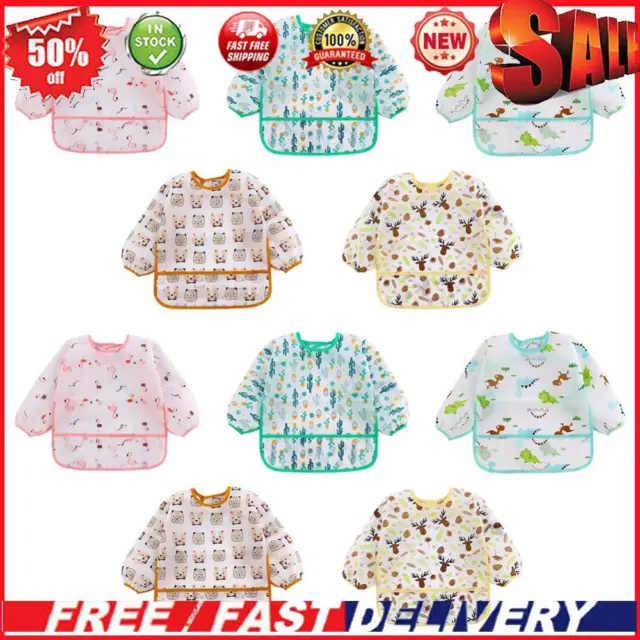 Waterproof Long Sleeve Feeding Apron Children One Piece Eating Clothes Toddler
