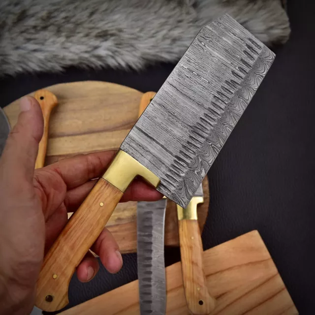 Handmade DAMASCUS STEEL CHEF KNIFE Set Kitchen Knives X448 Handmade DAMASCUS STEEL CHEF KNIFE Set Kitchen Knives X448
