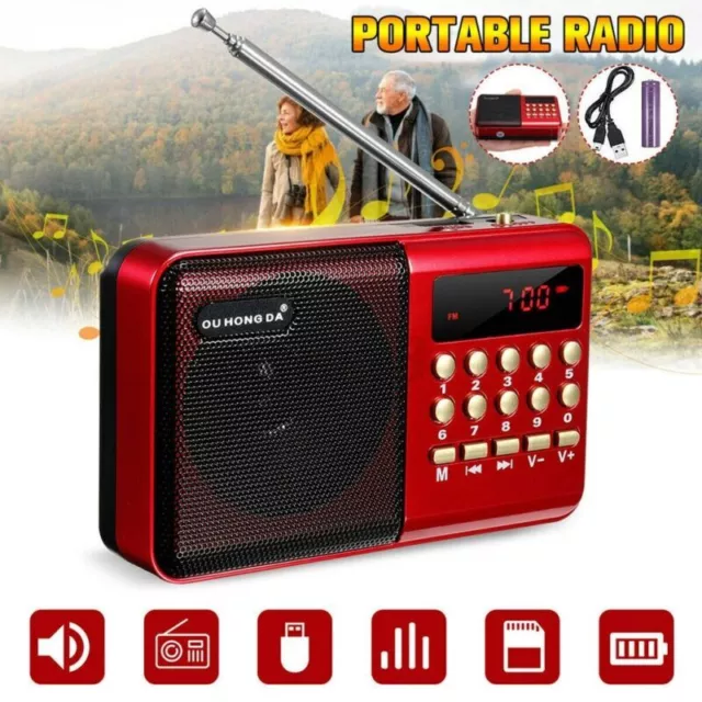 Mini Digital FM Radio Portable LCD Speaker USB SD TF Card Mp3 Speaker Player