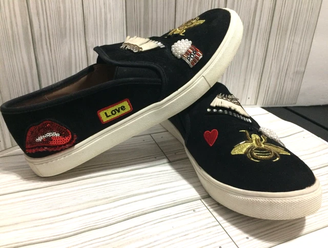 Betsey Johnson Coopers Embellished Slip on Black Sz 10 Bee loafers sneakers