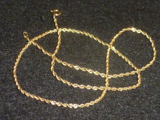 10K Solid Yellow Gold French Rope Twist Necklace - 16" - 2.89 Grams