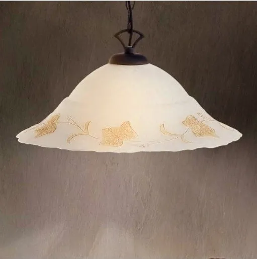 Lampadario sospensione in vetro classica rustica bianca fiori ambra 1 Luce 34 cm 3